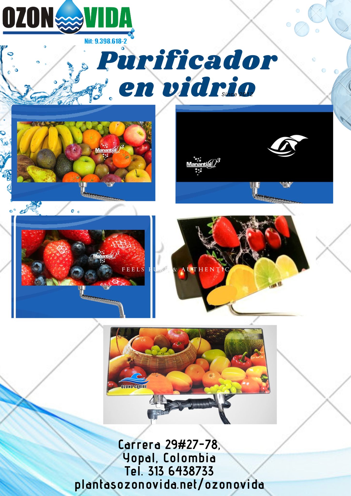 PURIFICADOR DE AGUA OZONO EN VIDRIO